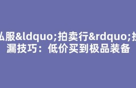 私服“拍卖行”捡漏技巧：低价买到极品装备